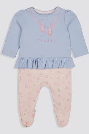 Mothercare Infants Floral Embroidered Pure Cotton Sleepsuit