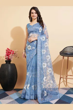 VAIRAGEE Floral Embroidered Net Saree