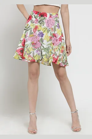 Sera Women Multicoloured Floral Printed Flared Mini Skirt