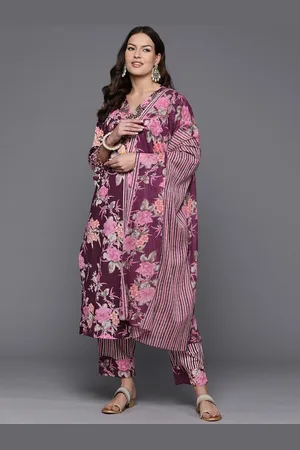Indo Era Women Floral Printed Regular Gotta Patti Cotton Kurta with Trousers & Dupatta