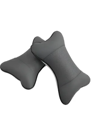 Pum Pum Grey 2 Pieces Fibre Filled Faux Velvet Ultra Soft Car Headrest Pillow