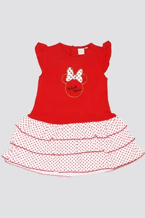 Mothercare Girls Polka Dot Printed Cotton Fit & Flare Dress