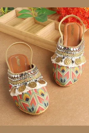 LIL PITAARA Girls Printed Embellished Mules Flats