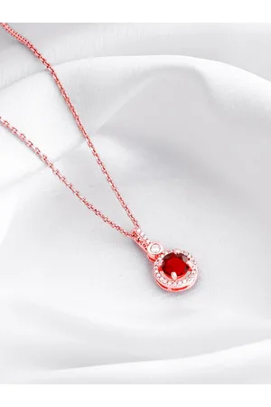 GIVA 925 Sterling Silver Rose Gold-Plated CZ Studded Pendant With Chain