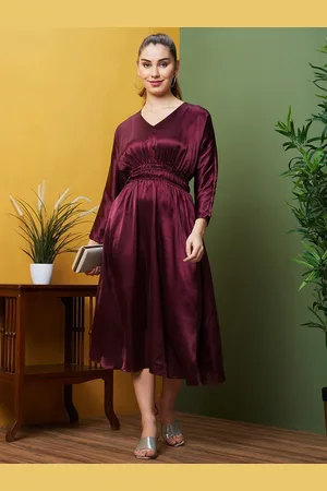 Globus Women V-Neck Smocked Fit & Flare Midi Dress