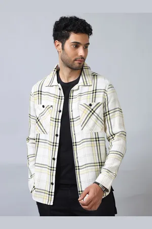 Bushirt Spread Collar Long Sleeves Comfort Tartan Checks Opaque Casual Shirt