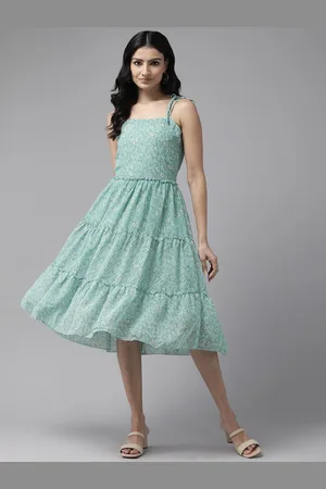 Aarika Floral Print Georgette A-Line Midi Dress
