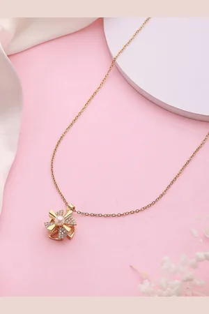 Jazz and Sizzle Gold-Plated Cubic Zirconia Floral Pendant With Chain