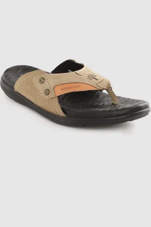 Woodland Men Khaki Leather Comfort Sandals