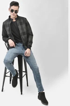Crimsoune Club Mock Collar Checked Bomber Jacket