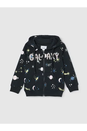 Max Collection Girls Typography Printed Hooded Front-Open Sweatshirt