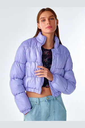 COVER STORY Stand Collar Lightweight Crop Puffer Jacket