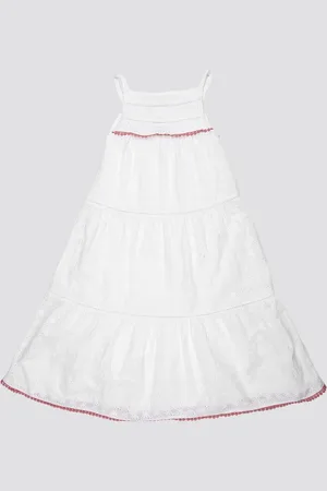 Mothercare Girls Self Design Schiffli Cotton A-Line Dress