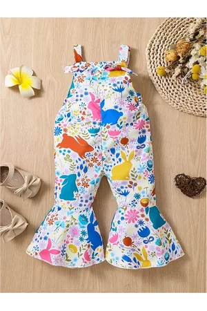 Stylecast Girls Blue & White Printed Basic Jumpsuit