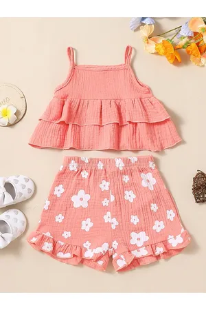 Stylecast Girls Pure Cotton Sleeveless Top With Printed Shorts