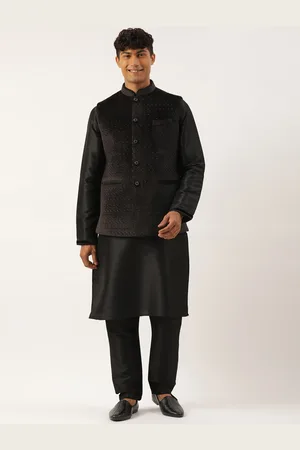 TheEthnic.Co Quilted Velvet Nehru Jacket