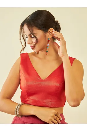 Soch V-Neck Tussar Saree Blouse