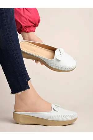 Shoetopia Women Lightweight Comfort Insole Mule Loafers With Bows