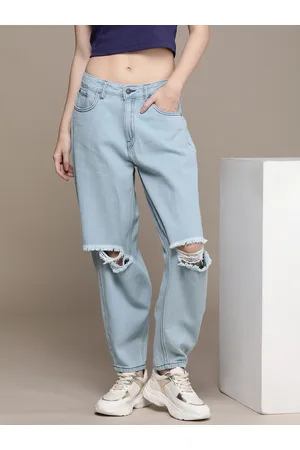 Moda Rapido Women Pure Cotton Straight Fit Slash Knee Jeans