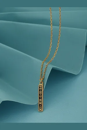 Carlton London Men 18KT Gold-Plated Enamel Pendant with chain