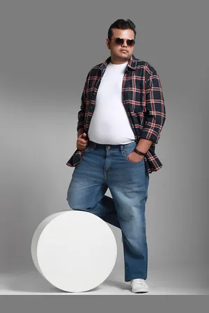 High Star Plus Size Men Mid-Rise Light Fade Stretchable Jeans