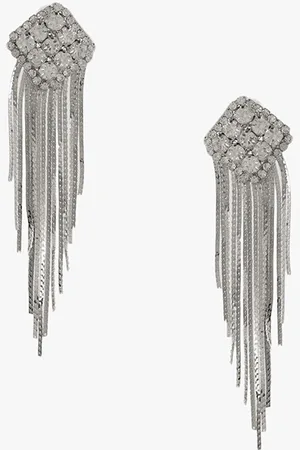 Kazo Silver-Plated Contemporary Rhinestone Drop Earrings