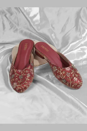 Metro Embellished Round Toe Block Heels Mules