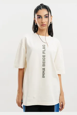 FREAKINS Round Neck Drop Shoulder Sleeves Oversized T shirt