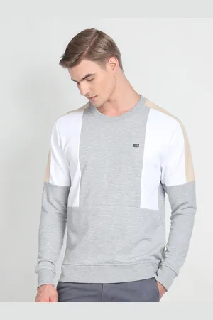 Arrow Colourblocked Round Neck Pullover Sweatshirt