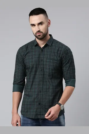 Majestic Men Comfort Slim Fit Checked Pure Cotton Casual Shirt