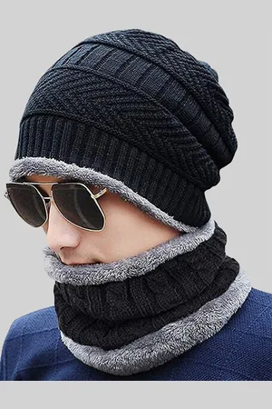 Kastner Unisex Set Of 2 Self Design Woollen Beanie With Muffler