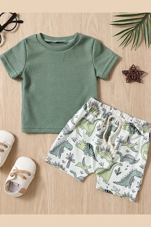Stylecast Green Girls Printed Pure Cotton Clothing Set