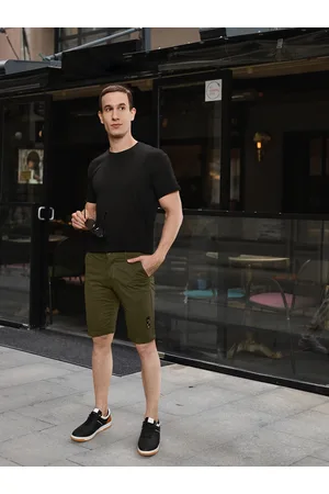 SPYKAR Men Green Pure Cotton Shorts