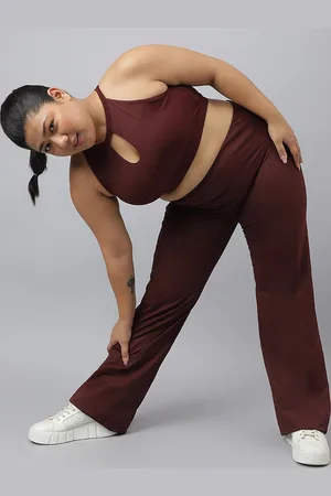Fitkin Women Plus Size Active Track Gym Bootcut Flare Track Pants