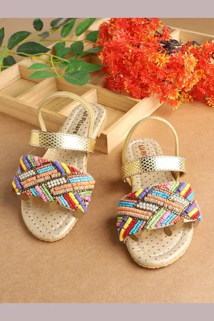 LIL PITAARA Girls Embellished Open Toe Flats