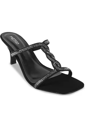 Metro Embellished Open Toe Kitten Heels