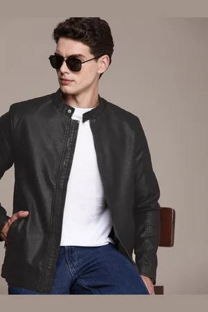 French Connection Solid Stand-Collar Leather Jacket