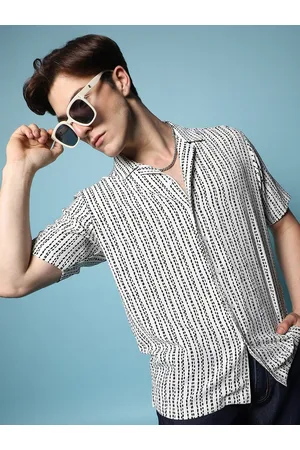 Campus Spread Collar Short Sleeves Floral Classic Printed Casual Shirt