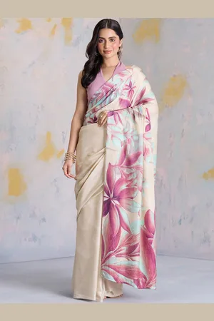 Liva Floral Printed Satin Saree