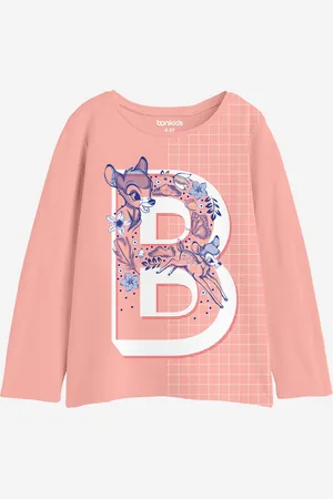 BONKIDS Girls Typography Printed Cotton T-shirt