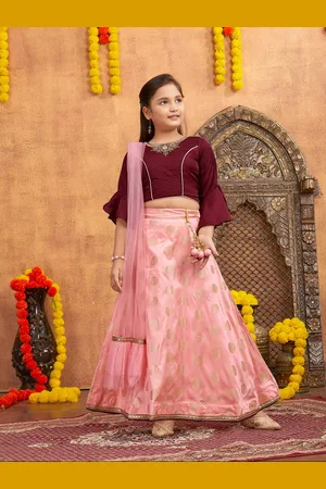Aarika Girls Embroidered Thread Work Ready to Wear Lehenga & Blouse With Dupatta