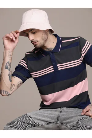 Moda Rapido Colourblocked & Striped Polo Collar T-shirt
