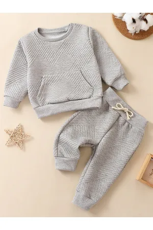 Stylecast Grey Girls Self Design Pure Cotton Clothing Set