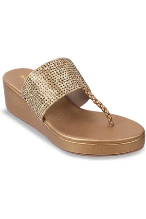 All Things Mochi Embellished Open Toe Wedge Heels