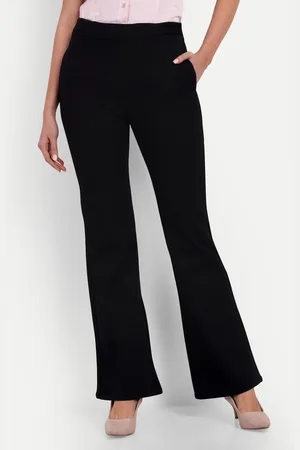 Broadstar Women Smart Flared High-Rise Stretchable Cotton Trousers