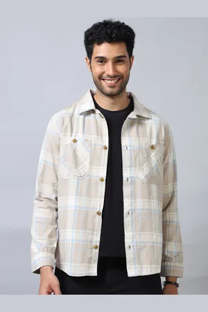 Bushirt Spread Collar Long Sleeves Comfort Opaque Checked Party Shirt