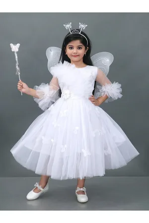 BAESD Girls Round Neck Net Gathered Or Pleated Fit & Flare Party Dress