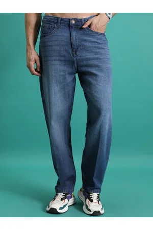 Highlander Men Loose Baggy Fit Clean Look Light Fade Cotton Jeans