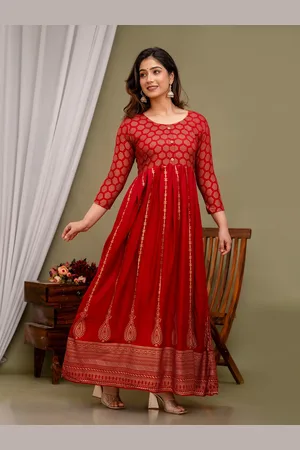 Mialo fashion Ethnic Print Round Neck Anarkali Kurta
