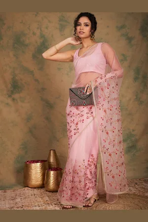 Sangria Women Floral Multi Thread Embroidered Saree Blouse Piece